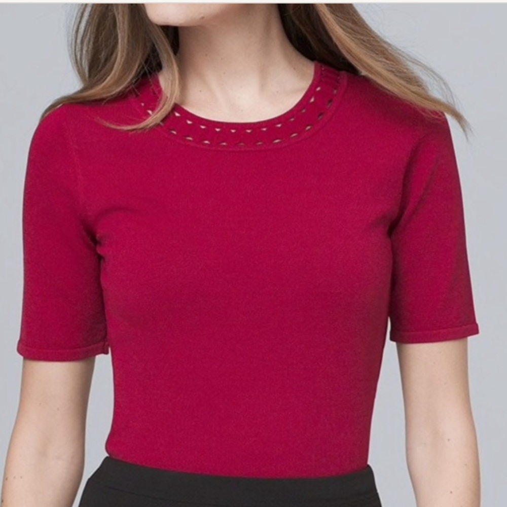 WHBM CUTOUT KNIT TOP